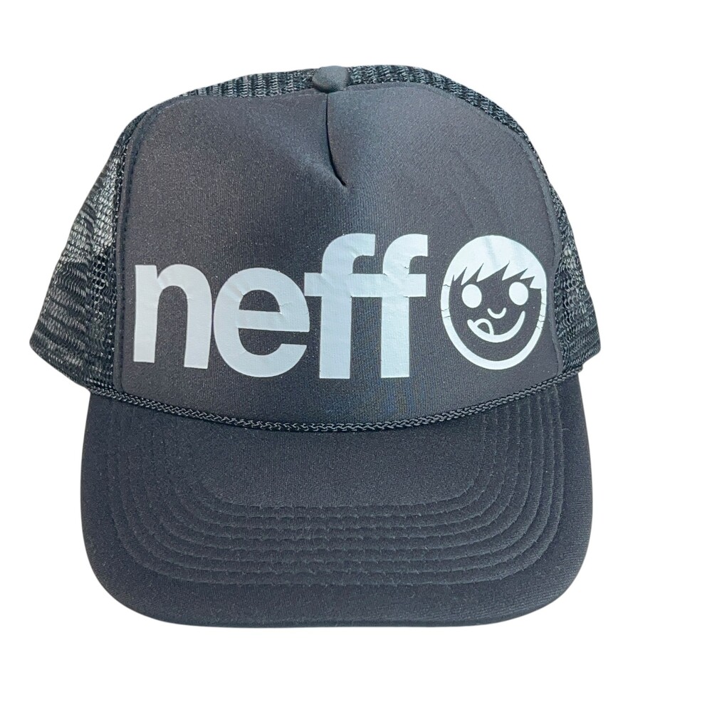 VTG NEFF Trucker Hat Black Mesh Snapback Otto Brand Skateboarding RARE!